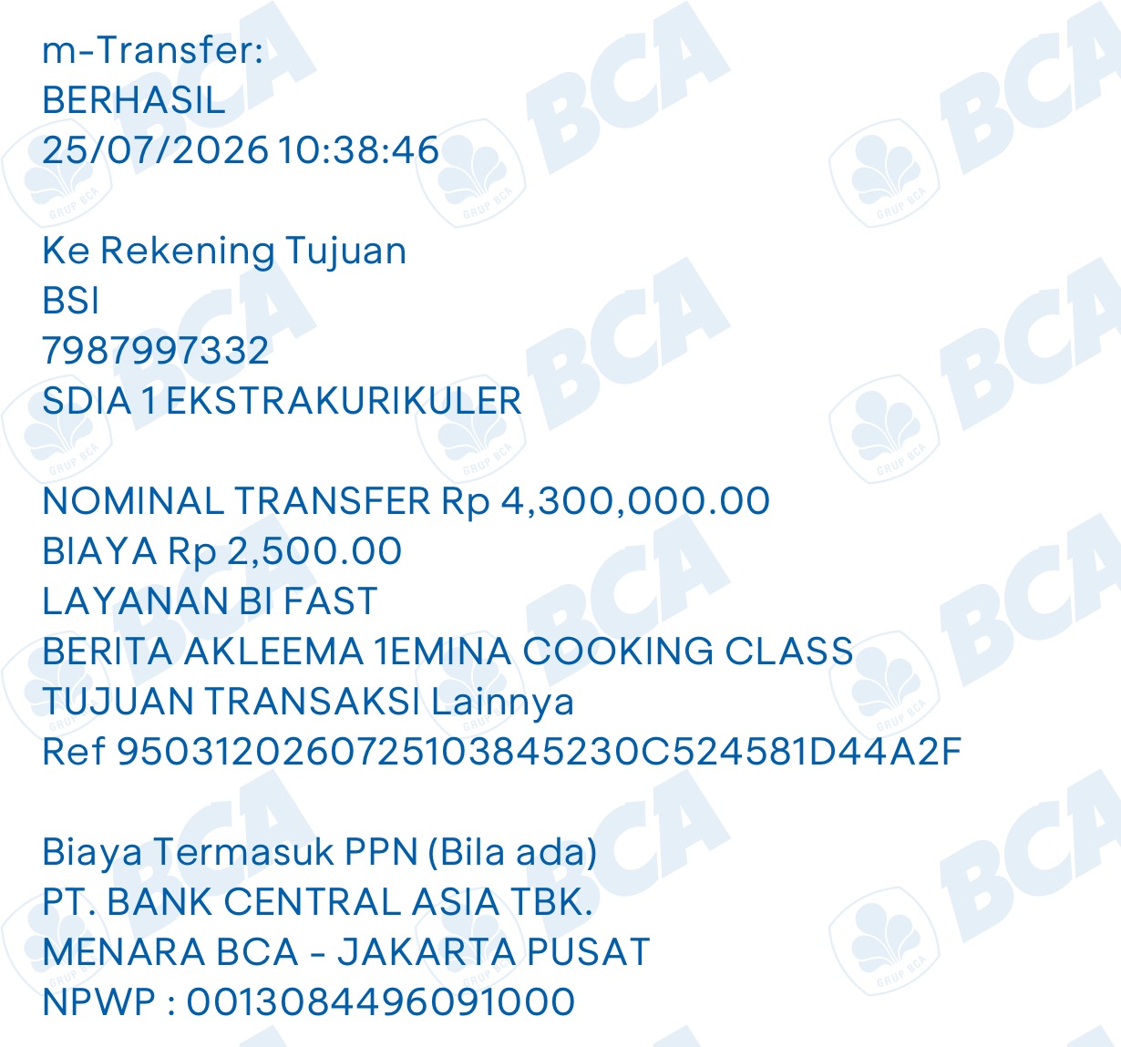 Bukti TF Akleema Hilya Fauzila