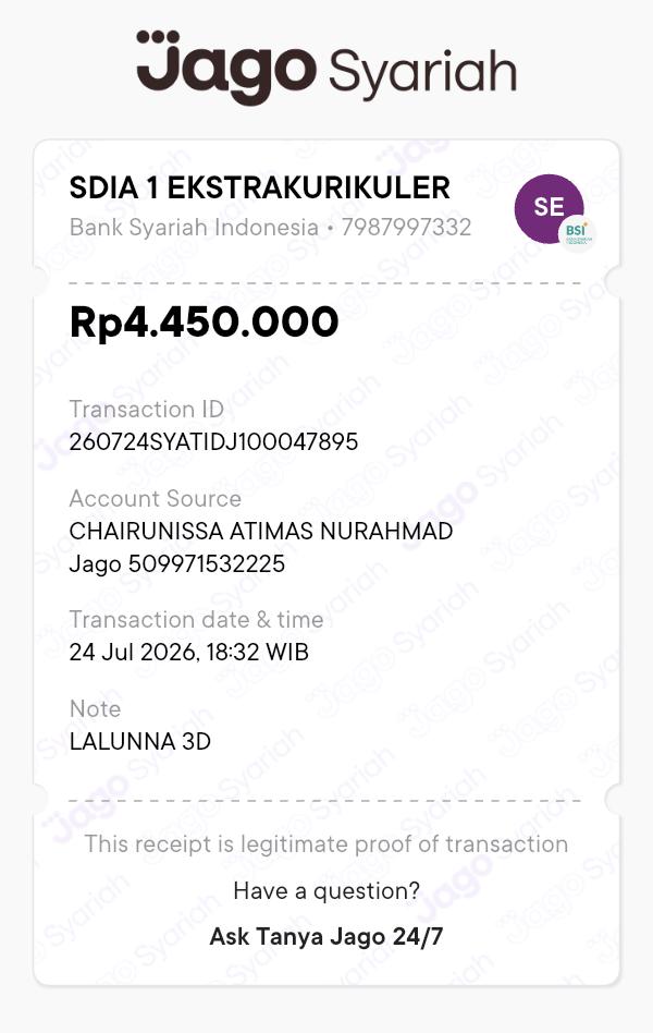 Bukti TF Lalunna Diwa Ardian