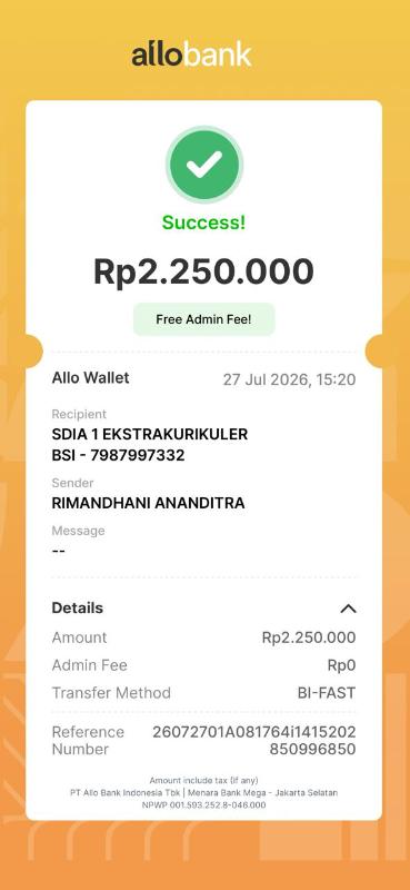 Bukti TF Malika Tahira Johan