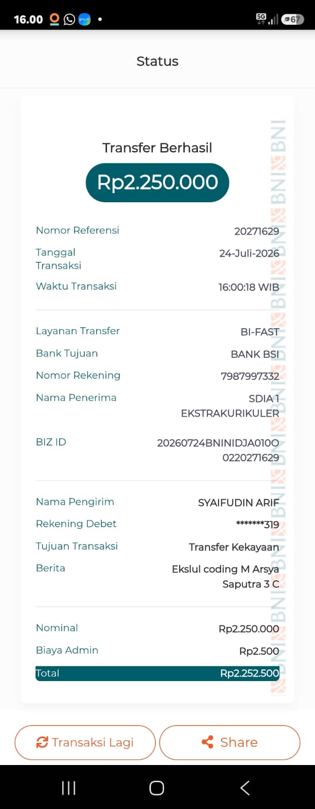Bukti TF Muhammad Arsya Saputra