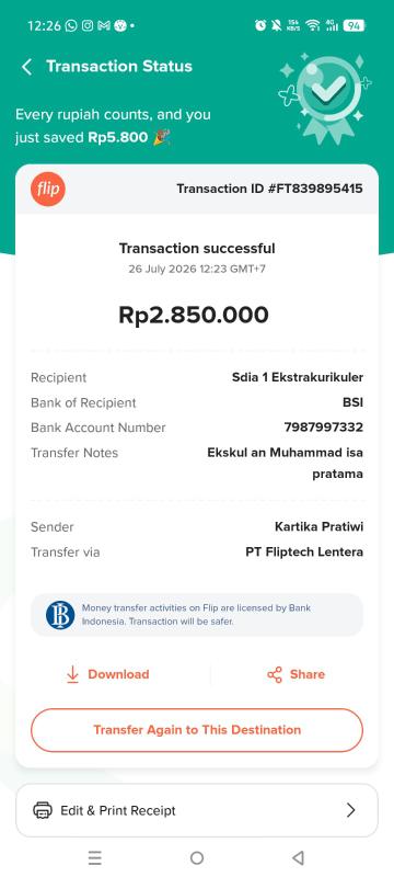 Bukti TF Muhammad Isa Pratama