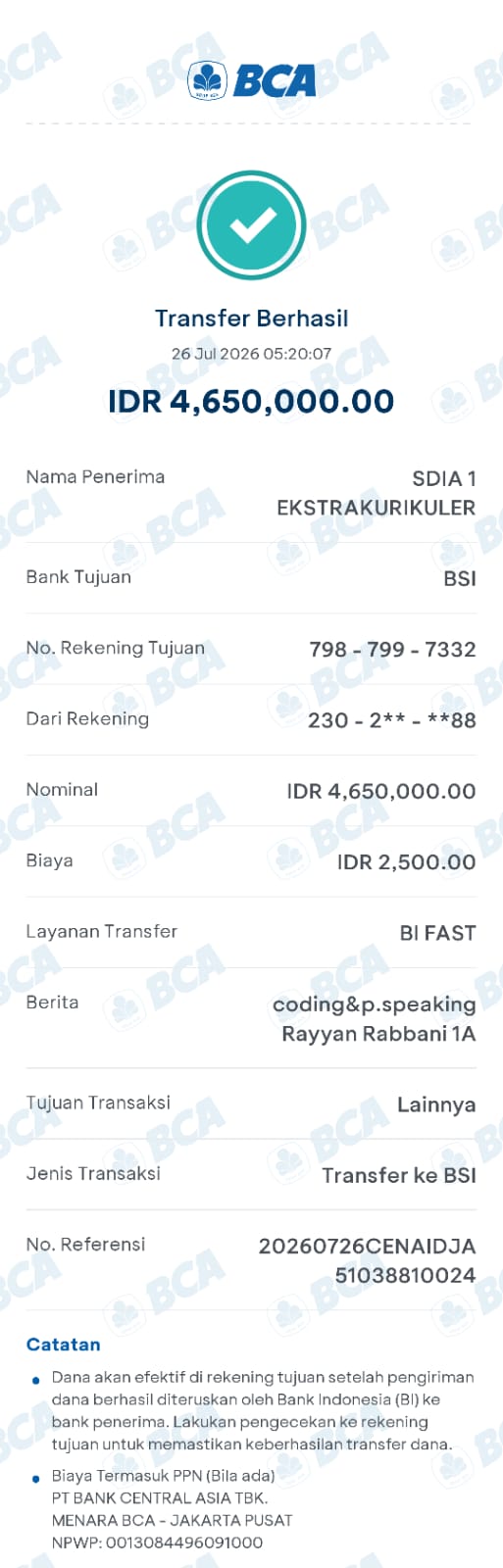 Bukti TF Muhammad Rayyan Rabbani