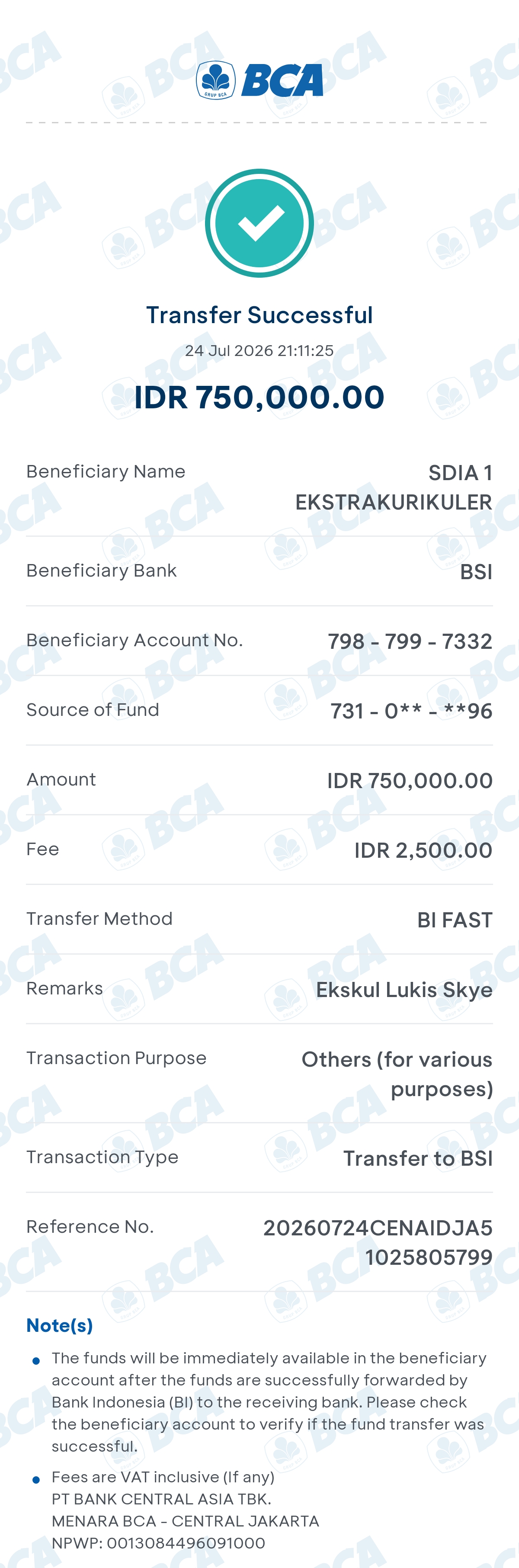 Bukti TF Nisaka Skye Putri Prawiro