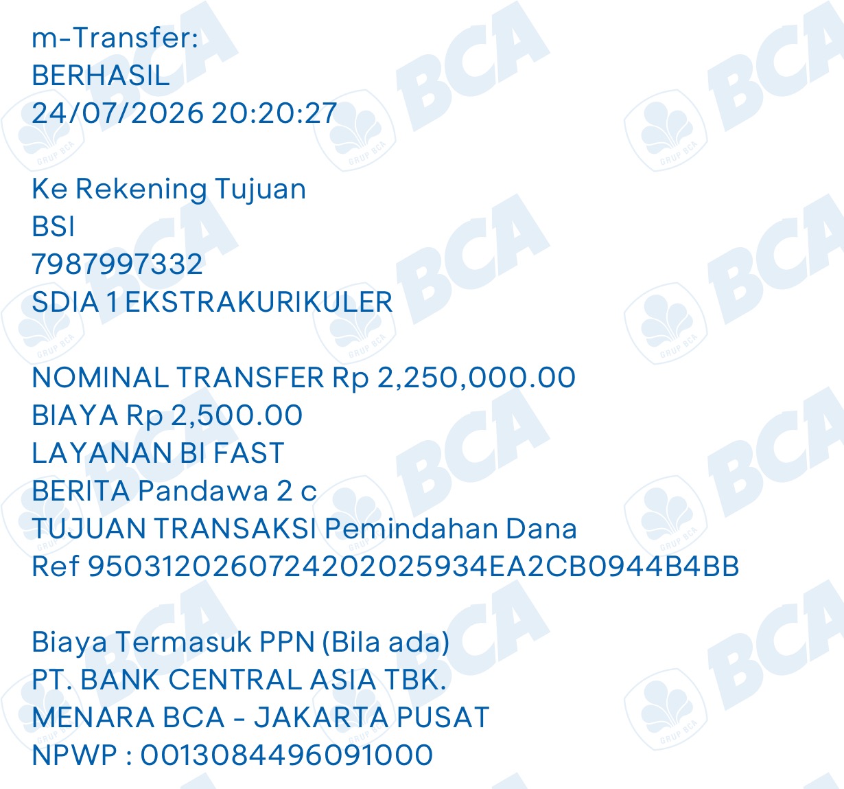 Bukti TF Pandawa Askara Sapta Aji